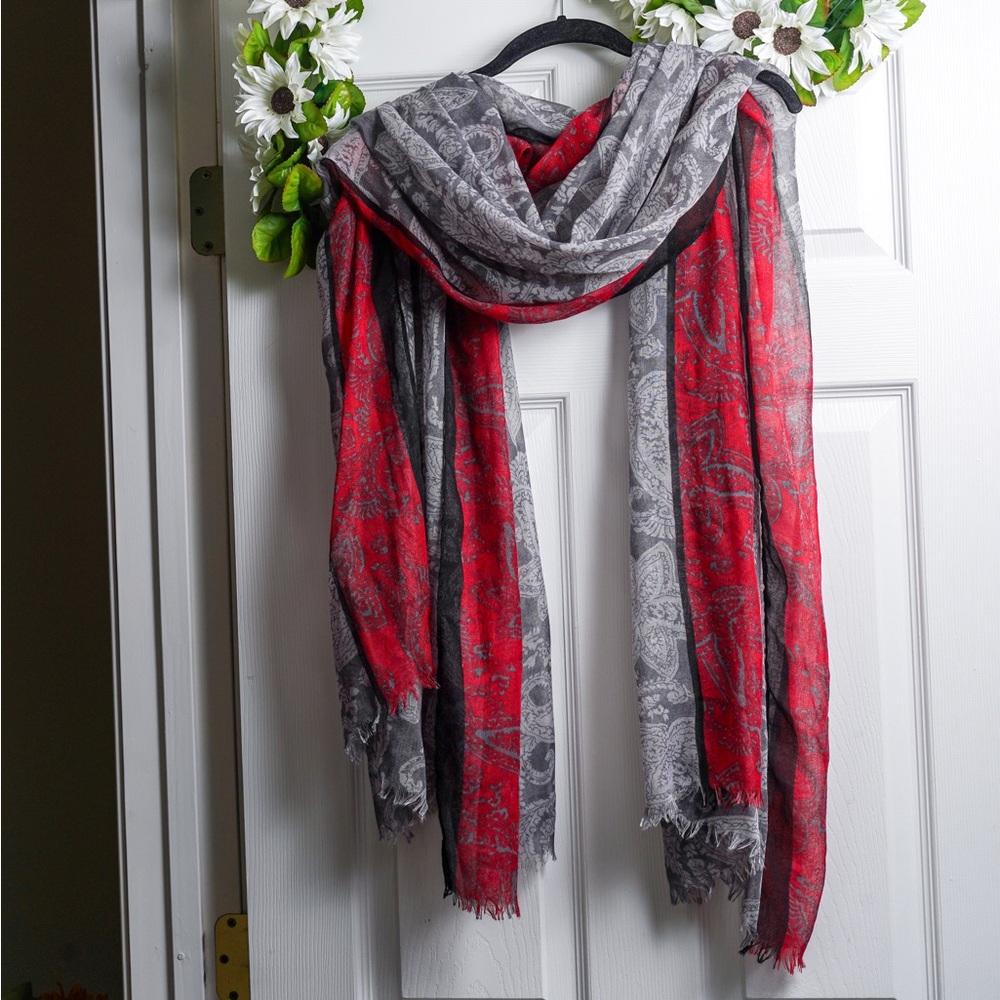 Boho Shawl Scarf Floral Paisley Print Long Lightweight Vacation